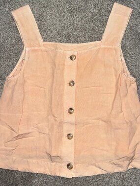 Madewell Apricot Linen Sunside Button-Back Top Sleeveless Womens Size 2